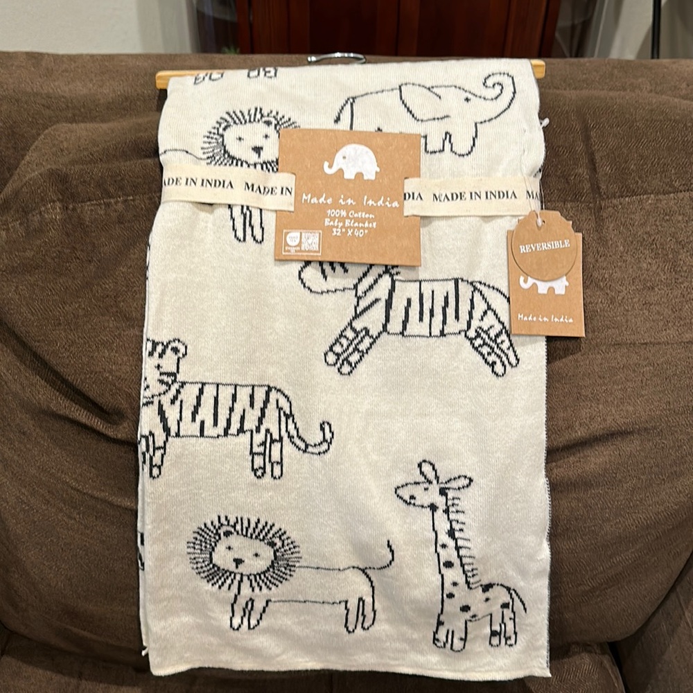 Cute reversible safari animal blanket!